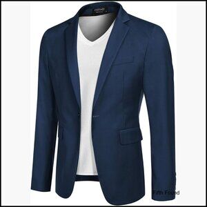 Men's Slim Fit Sport Coat Blazer One Button Business Casual Jacket